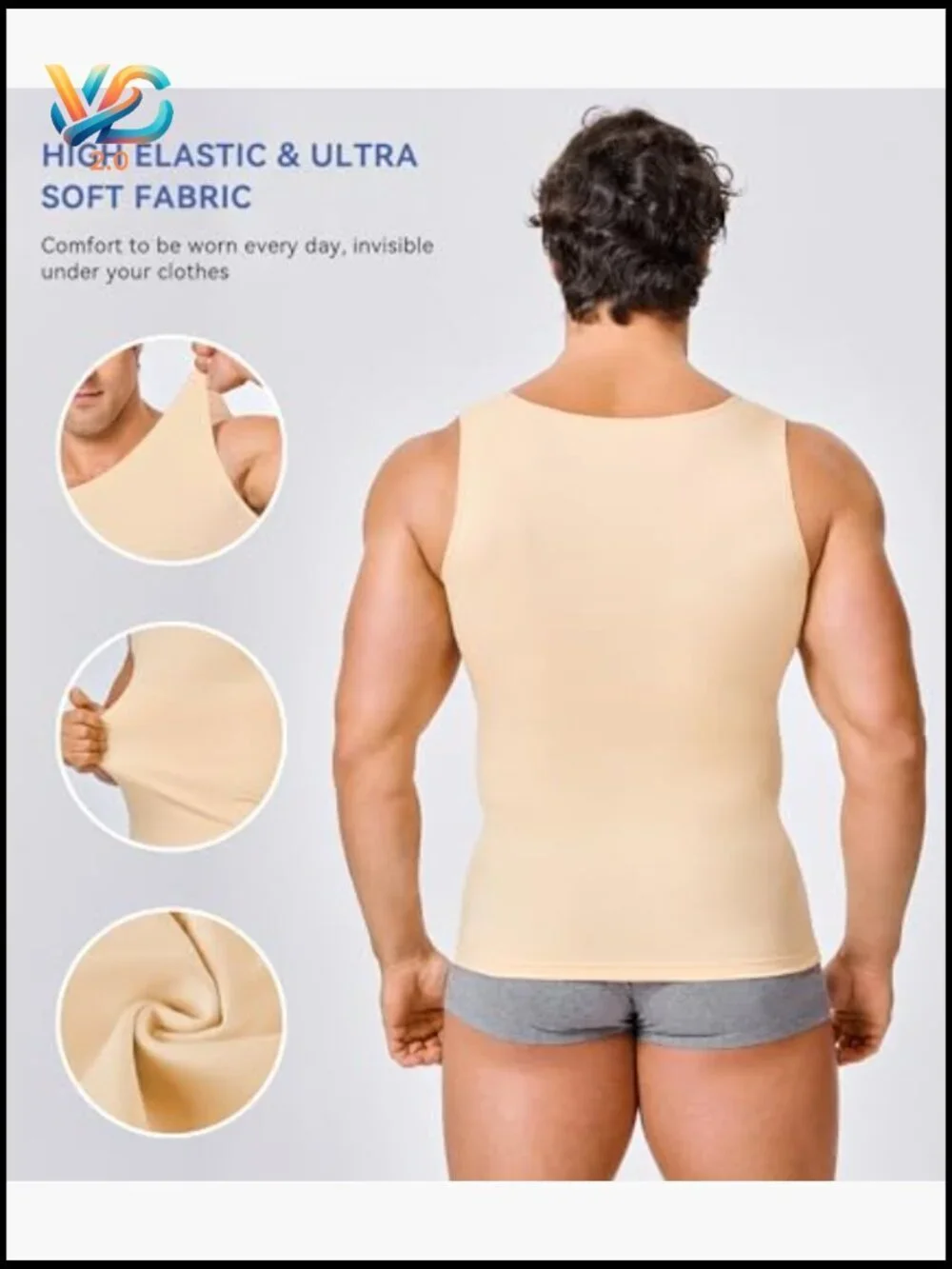 Men's Compression Tank Top Slimming Body Shaper Vest Workout Gym
